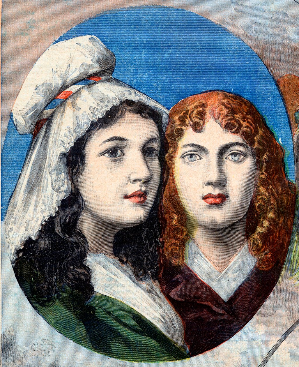 French Revolution - The French heroines: the sisters Felicite (1770-1841) and Theophile (1875-1819) by Fernig who fought dressed as a man against the Austrians to watch their father in 1792 - illustration from 