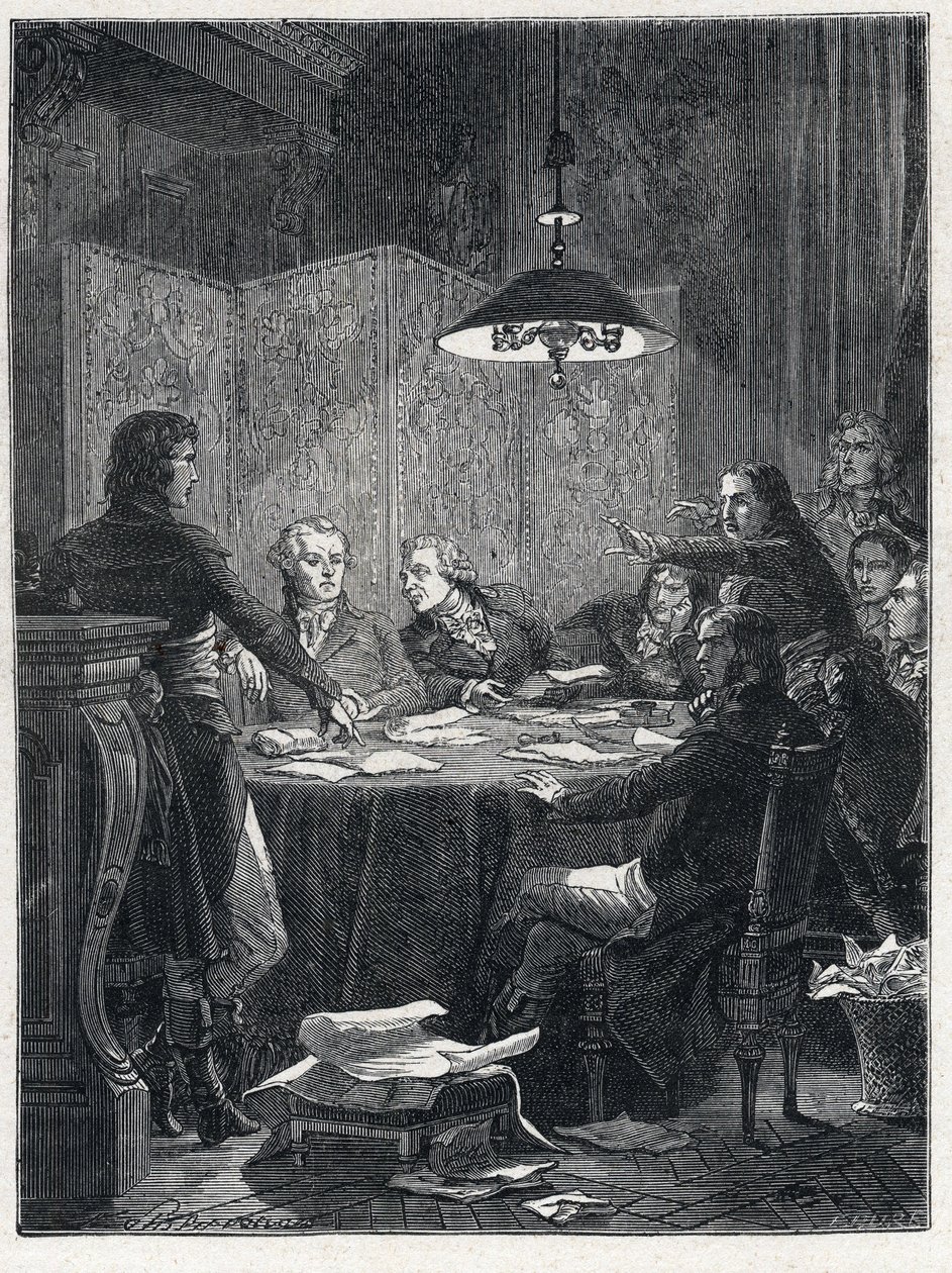 French Revolution: Meeting of the Public Salvation Committee, a revolutionary government set up by the National Convention in 1793 by French School