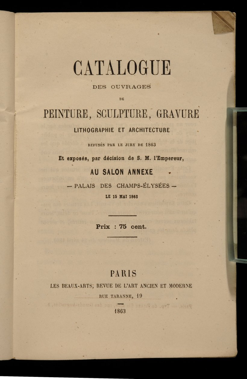 Frontispiece for the catalogue for the Salon des Refuses, 1863 by French School