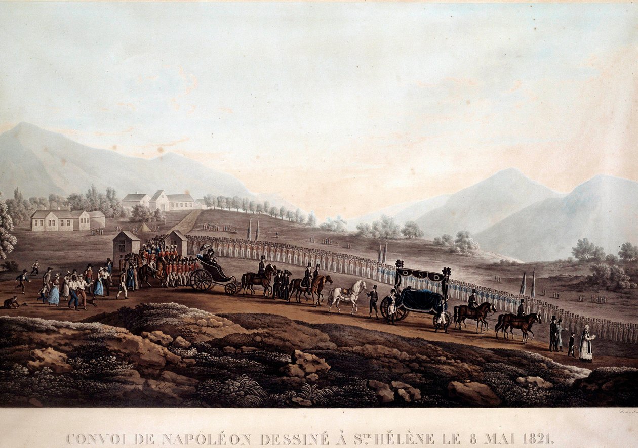 Funeral convoy from Napoleon I (1769-1821) to Sainte Helene the 8/05/1821 Engraving around 1830 Ile d