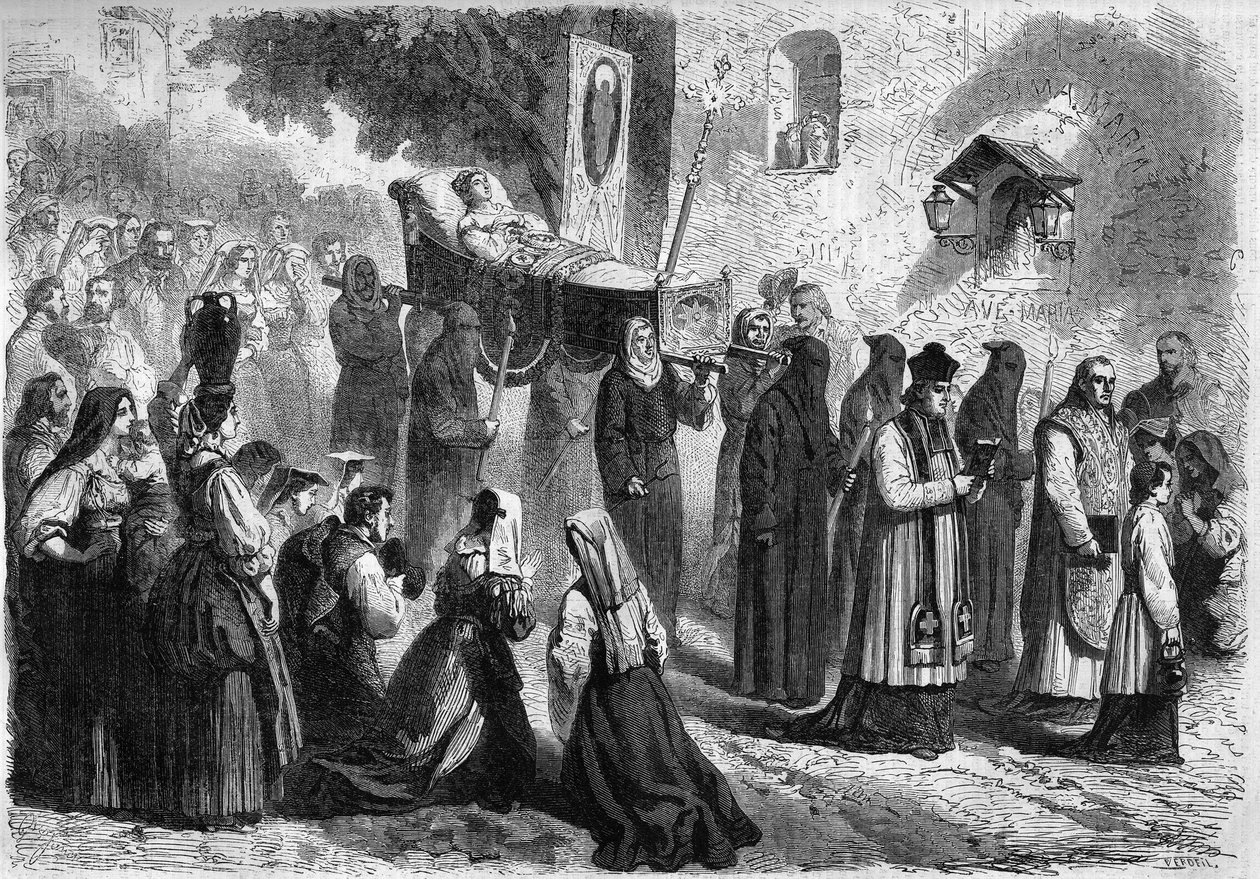 Funeral Cortege in the streets of Sparanisi during the funeral of a ...