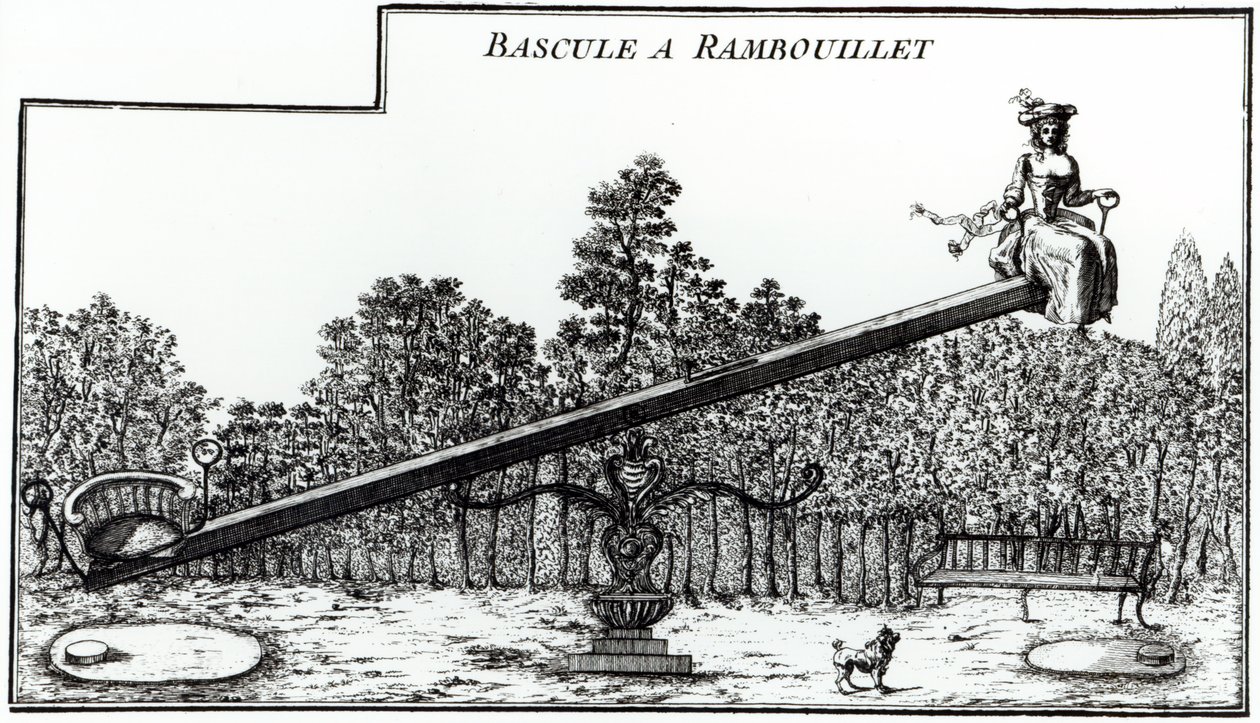 Garden see saw at Rambouillet, from Details des Nouveaux Jardins a la Mode by George Louis le Rouge, published 1775-78 by French School