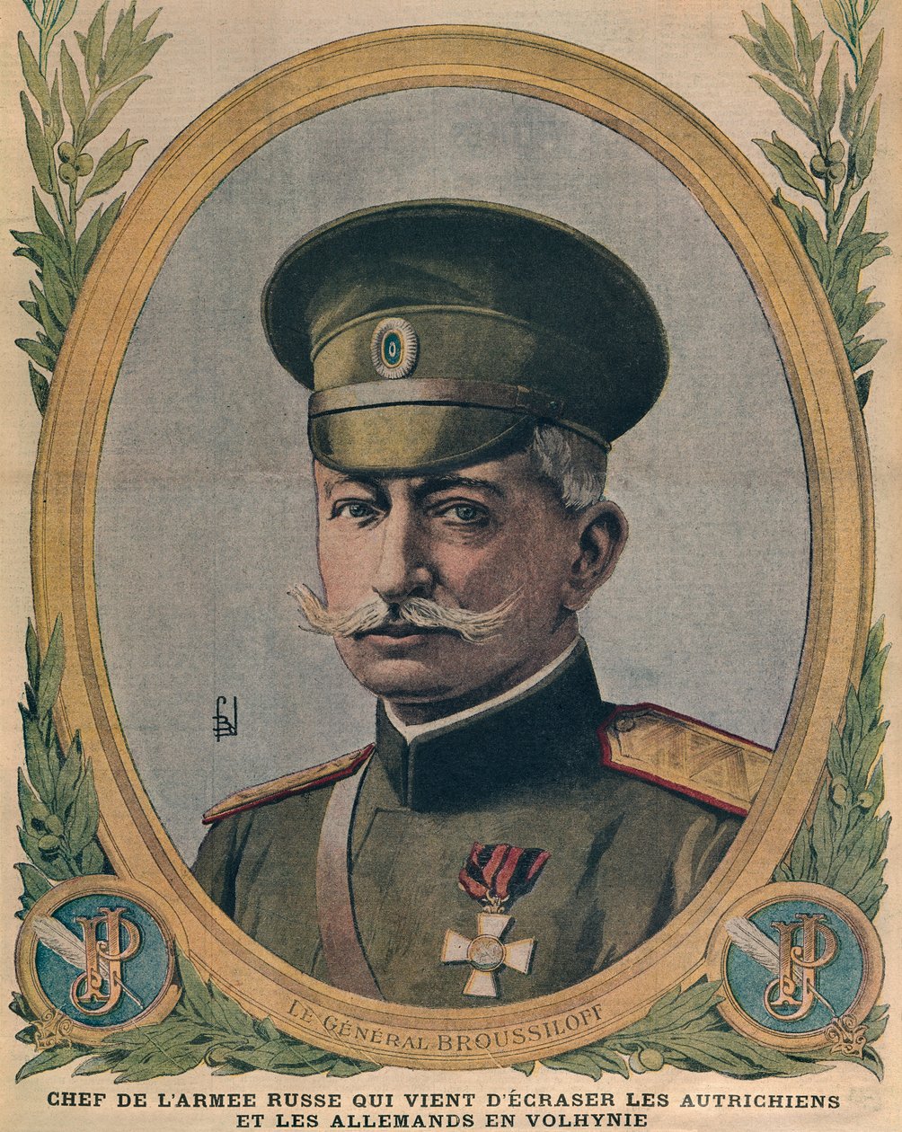 General Aleksei Brusilov, chief of the Russian Army who crushed the Austrians and the Germans in Volhynia, front cover illustration from Le Petit Journal, 2nd July 1916 by French School