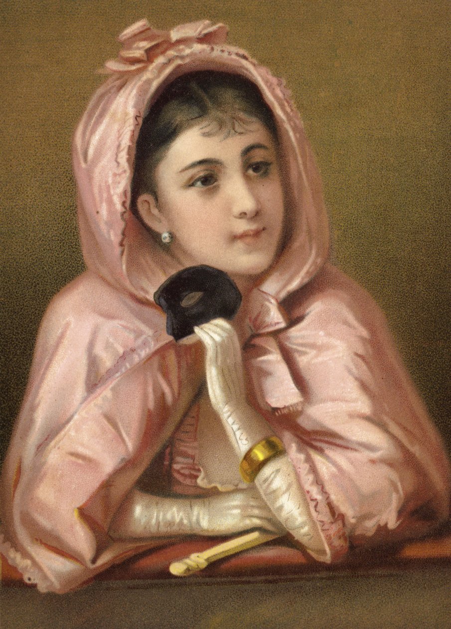 Girl Holding Mask by French School