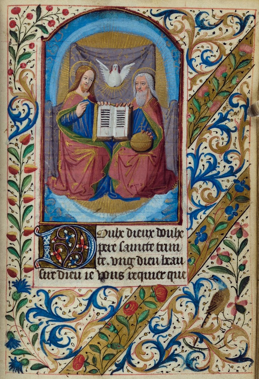 Holy Trinity, from Book of Hours, Use of Paris, mid-15th century (H/L-3-3 fol. 153r) by French School