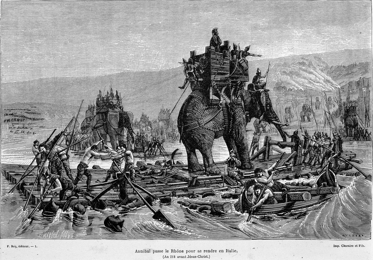 Hannibal Passes the Rhone to Italy (218 BC) - in 