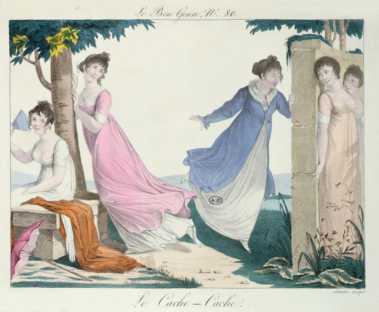 Hide-and-Seek, illustration from Le Bon Genre, early Nineteenth century by French School