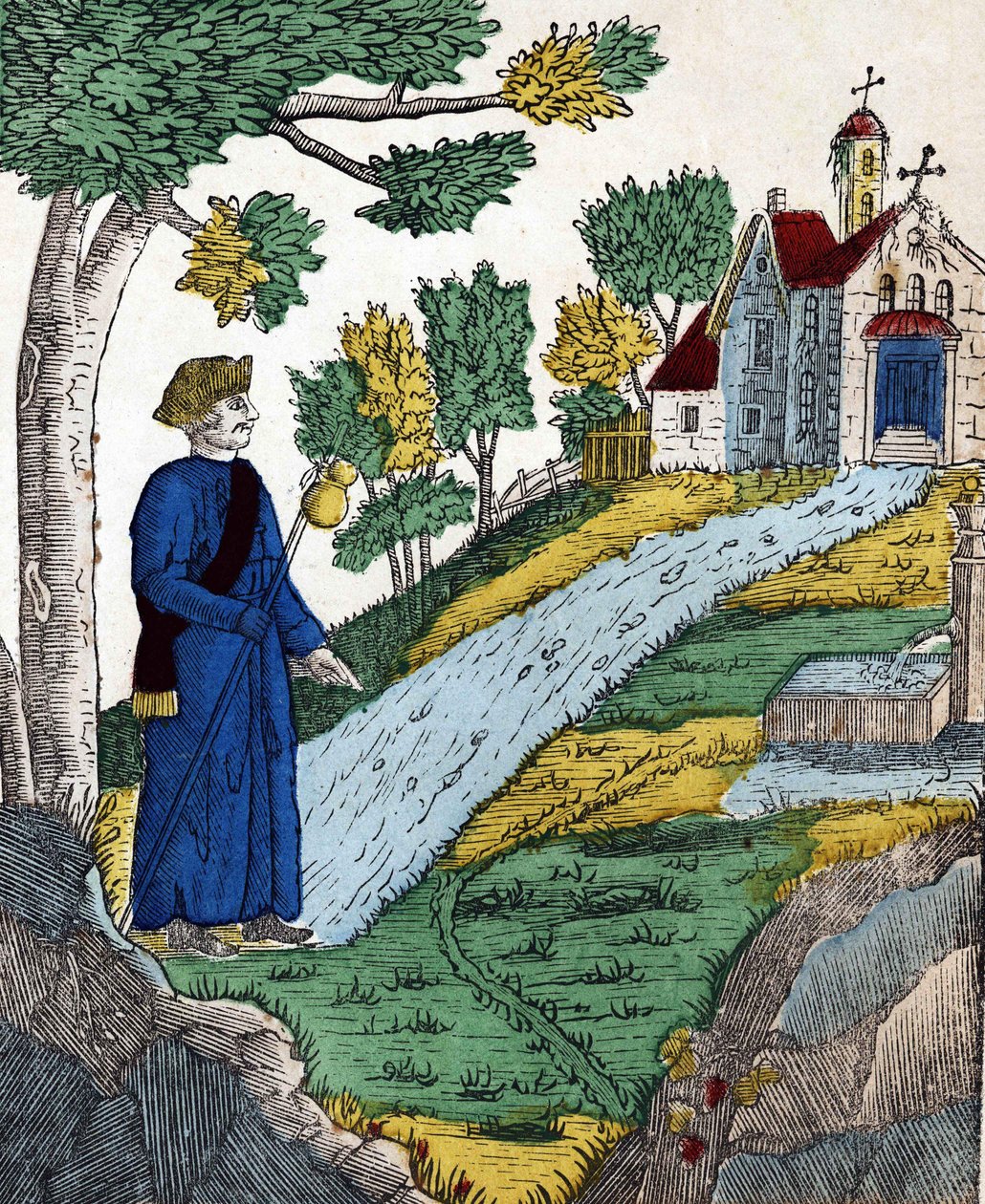 History of the four sons Aymon; Maugis, after having made Charlemagne a prisoner, went to a hermitage to make penance there by French School