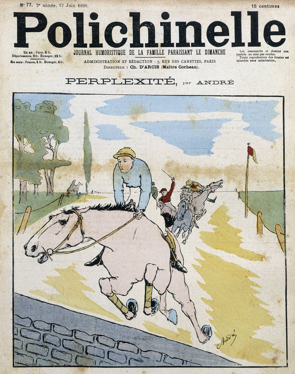 Horse race - in 'Polichinelle' by French School