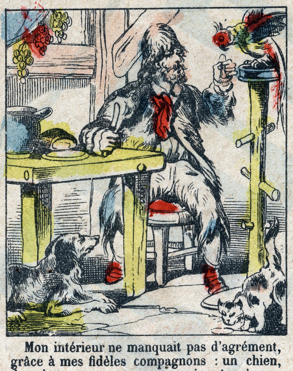 Illustration for the Book of Daniel Defoe “Robinson Crusoe”. Epinal imaging from the end of the 19th century. by French School