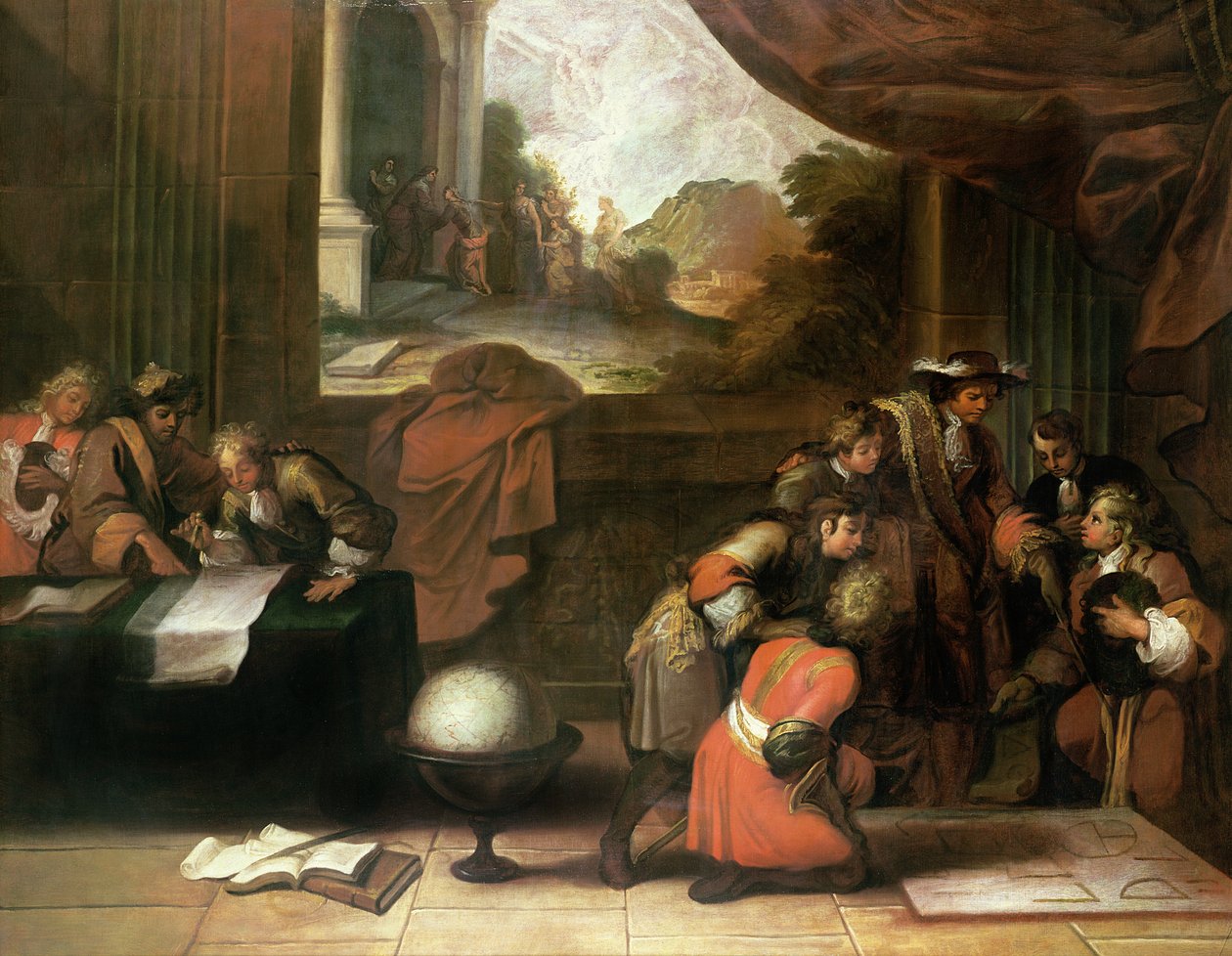 Interior of a Room with Geographers and Mathematicians, c.1680-90 by French School