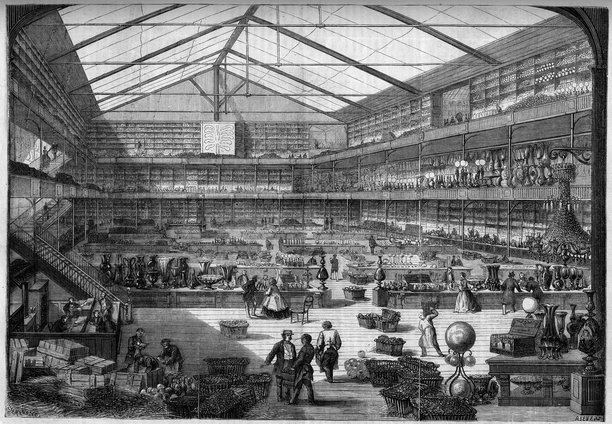 Internal View of a Glassware Shop in France by French School