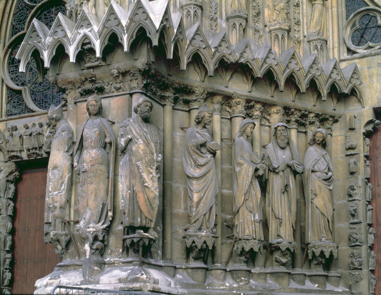 Jamb figures from the left hand side of the central portal, west facade, 13th-14th century by French School