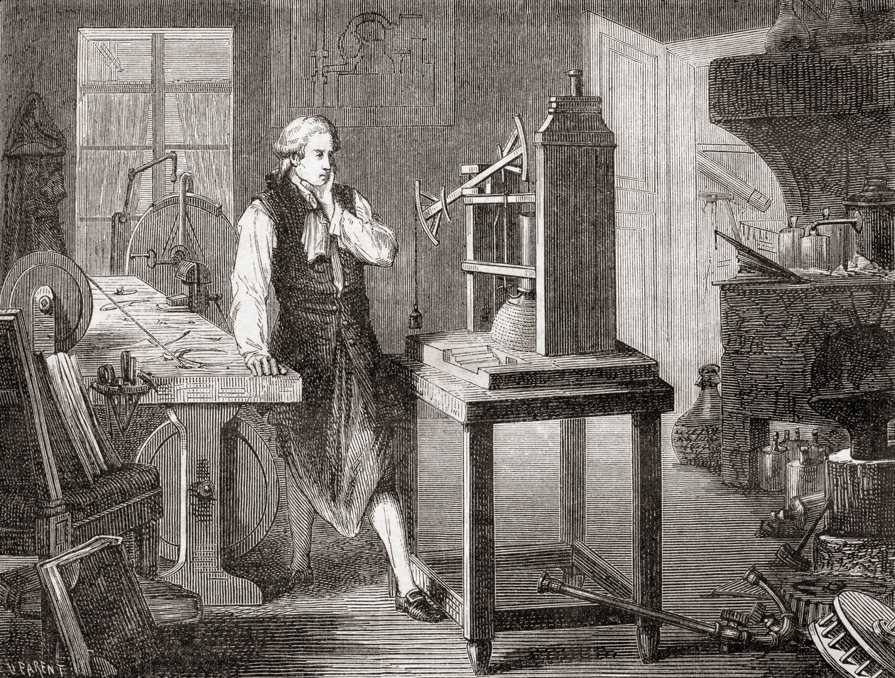 James Watt Improving the Newcomen Steam Engine by French School