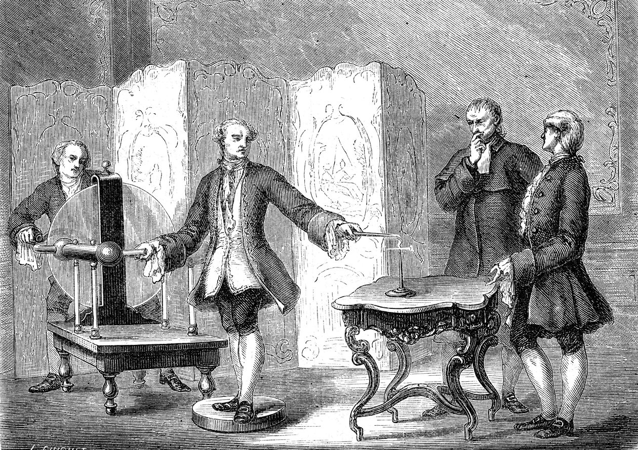 Jean Jallabert Discovers Electricity on Sharp Objects (Power of the Pointe by Franklin) by French School