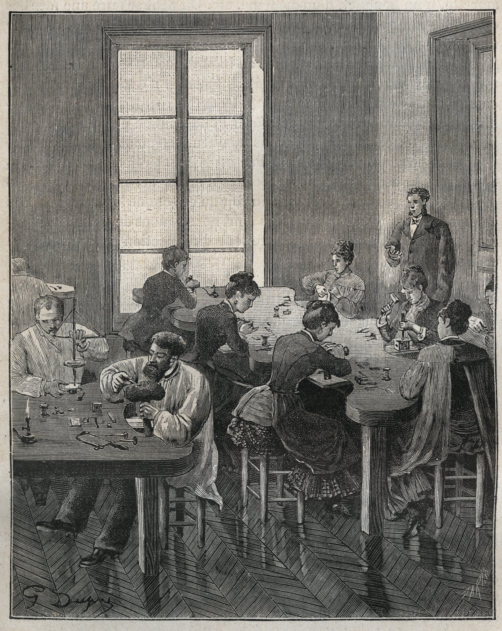 Jewelry workshop in Paris in the 19th century. Engraving from 1885 in ...