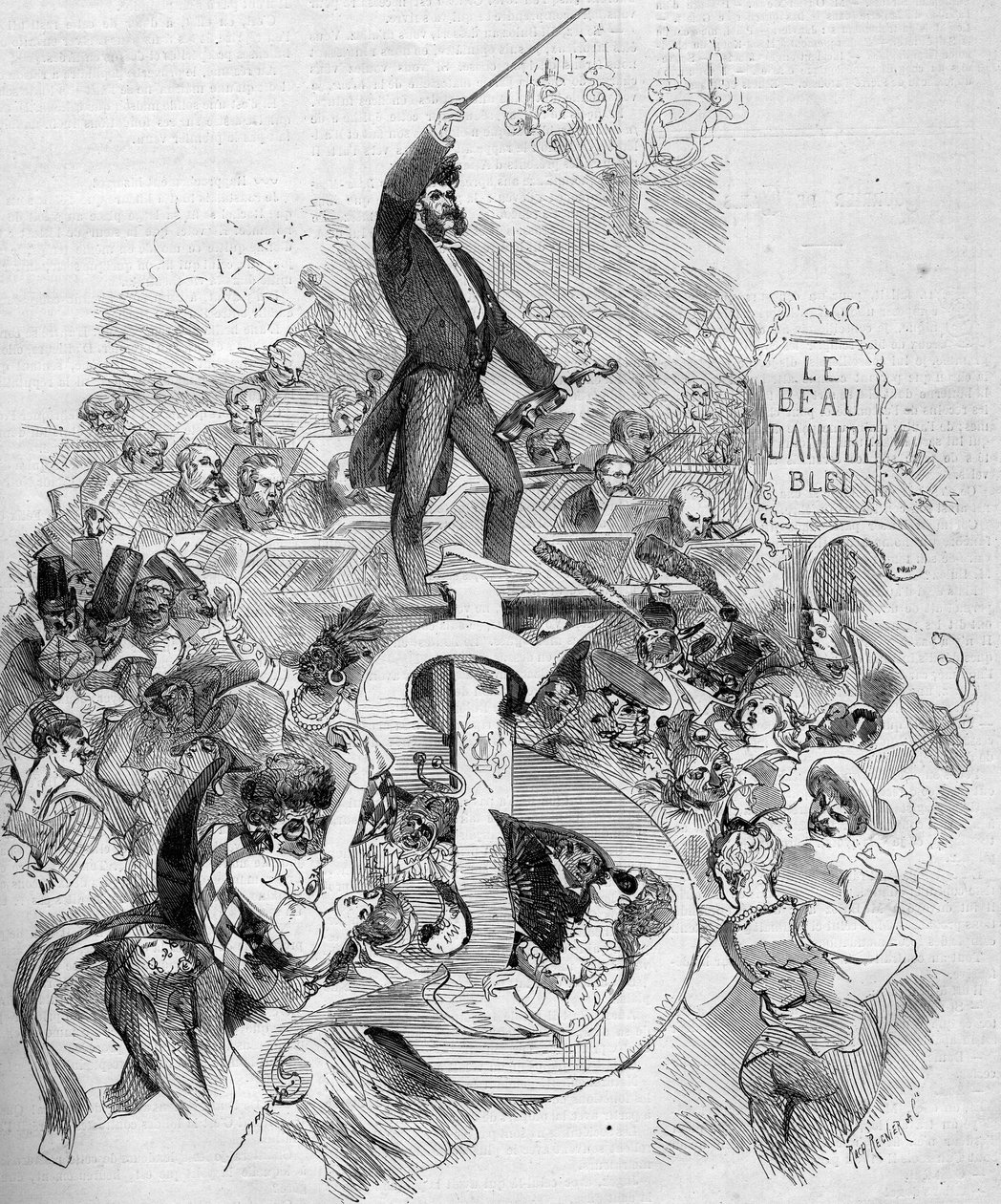 Johann Strauss the Younger (1825-1899), playing the violin, during a masked ball given at the Paris Opera by French School