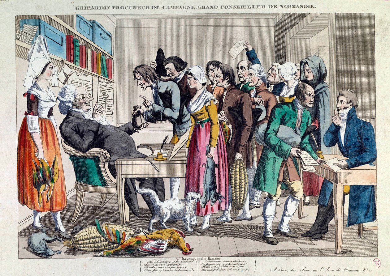 Justice: Gripardin, campaign attorney, great councillor of Normandy. Lithograph of the 18th century. Paris, Musee Carnavalet by French School