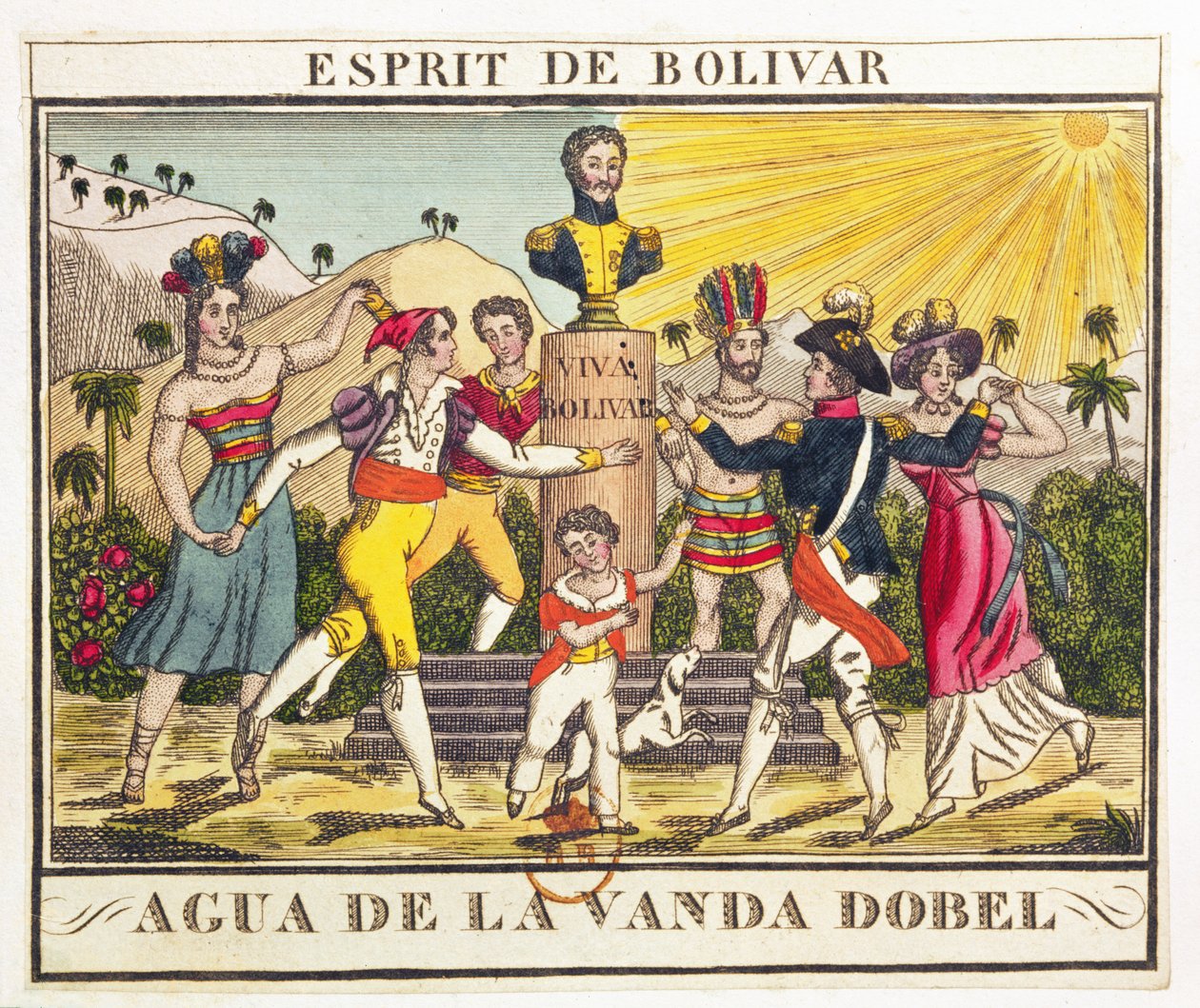 Label for Lavender Water evoking the spirit of Bolivar, c.1830 by French School