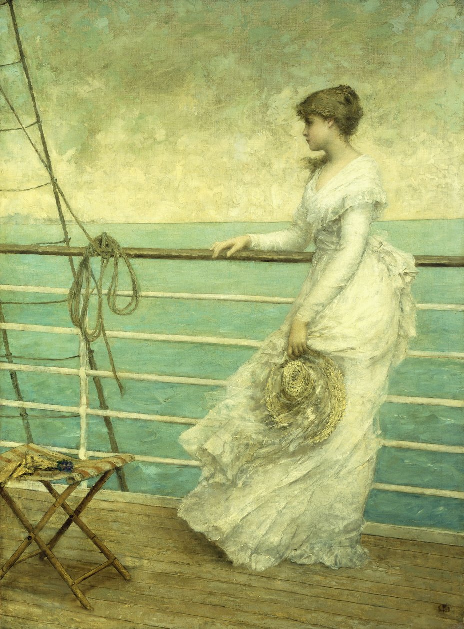Lady on the Deck of a Ship by French School