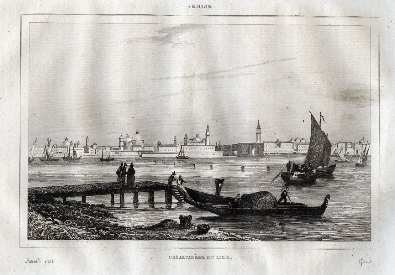 Landing Stage of Lido of Venice - Engraving from 