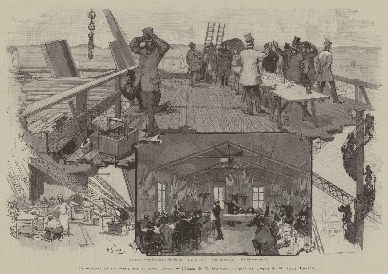 The Press Luncheon on the Eiffel Tower by French School