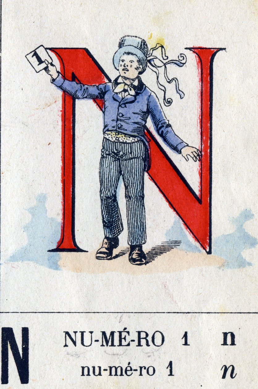 Letter N as number 1. Military alphabet. Imaging of Epinal, circa 1870 ...