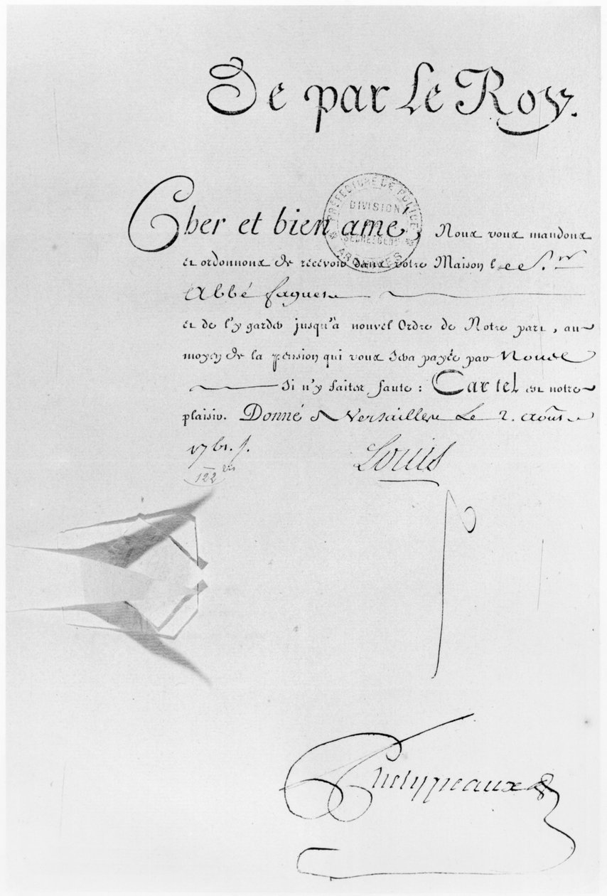 Lettre de Cachet of King Louis XV to imprison the Abbe Faguer, 2nd ...