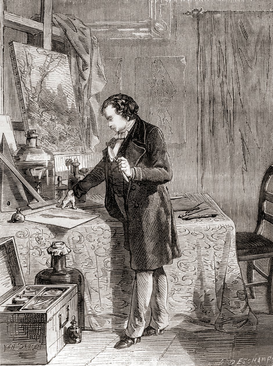 Louis-Jacques-Mandé Daguerre Inventing the Daguerreotype Photographic Process in the 19th Century, from 