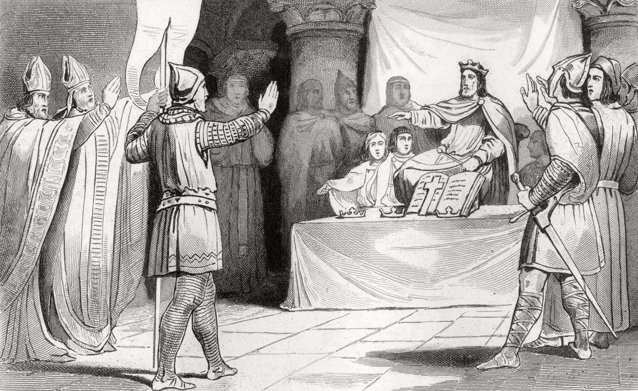 Louis I (778-840) the Pious at Court, from 'Histoire de France' by Colart