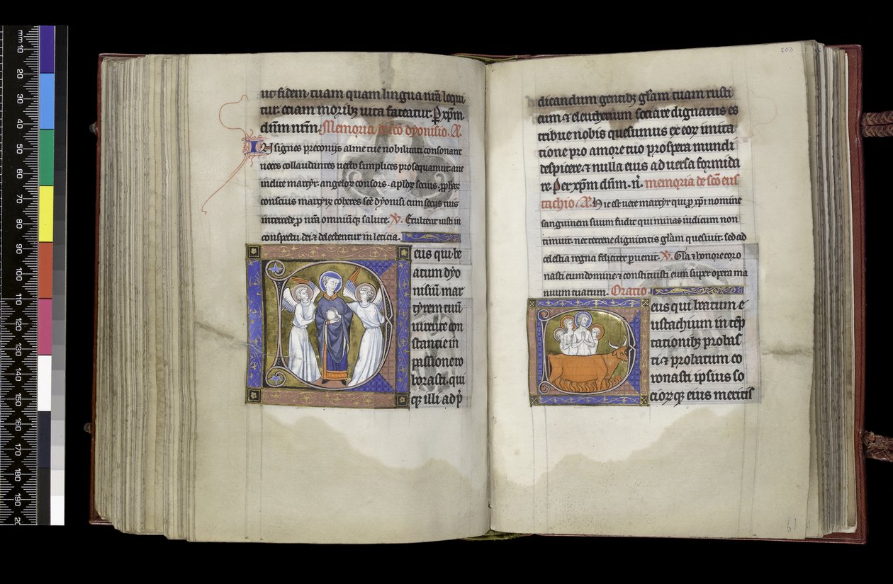 Suffrage to St Denis and Suffrage to St Eustace, from the Psalter and Hours of Isabella of France, Paris, c.1265-70 by French School