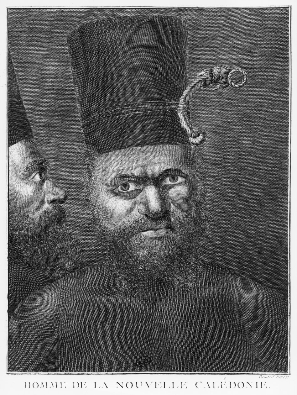 Man of New Caledonia, Illustration from Second Voyage of Captain James Cook, Engraved by Benard (18th Century) 1774 by French School