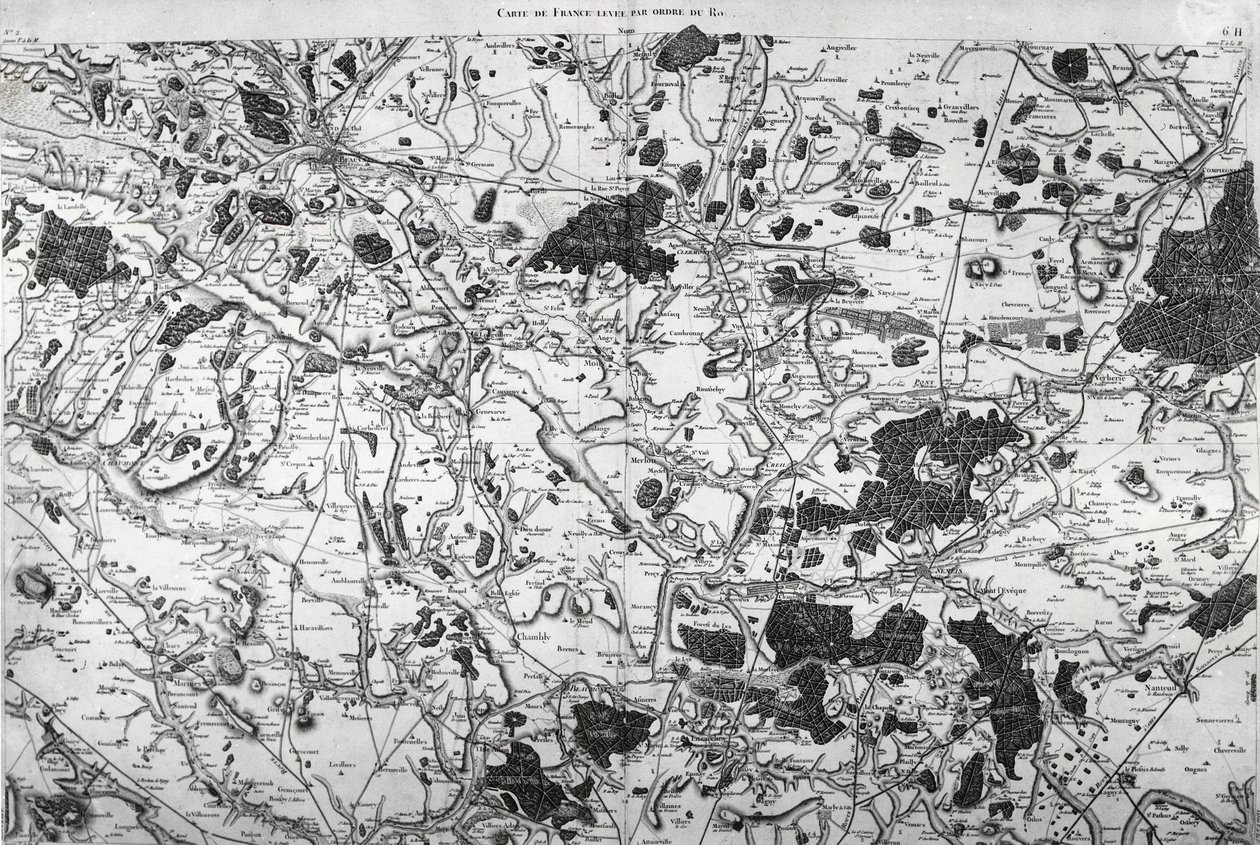 Map (from Beauvais to Senlis) of Cassini Prepared by the Cassini Family, Especially by Cesar-François Cassini (Cassini III) and His Son Jean-Dominique Cassini (Cassini IV). The Leves were Made between 1756 and 1789 and the 181 Sheets of the Map were Publis by French School