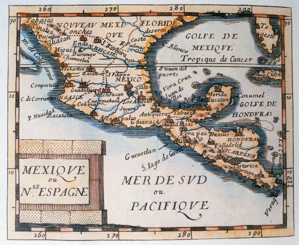 Map of Mexico or New Spain, 1625 by French School