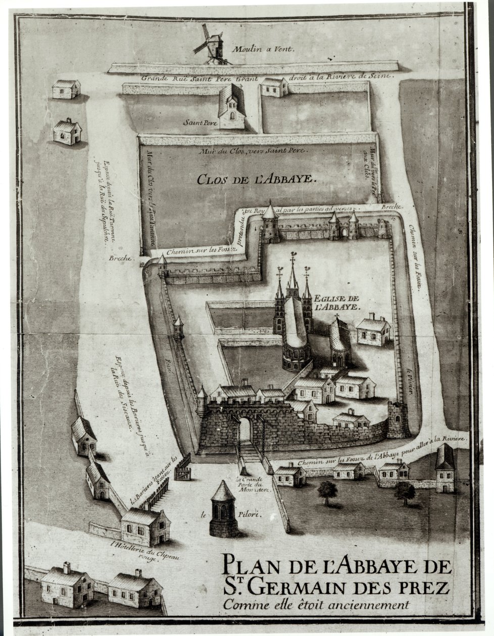 Map of the Abbey of Saint-Germain-des-Pres by French School