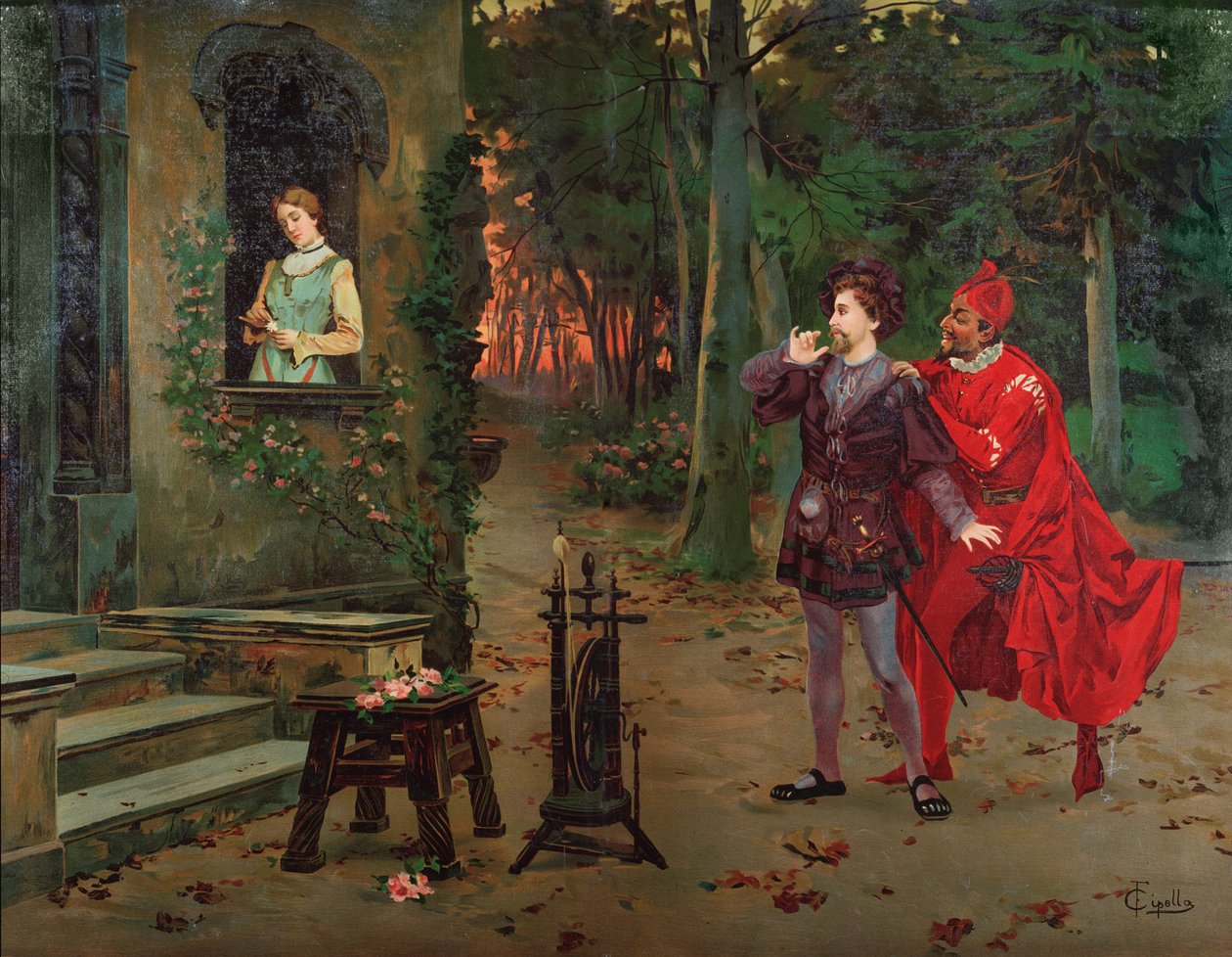 Marguerite, Faust and Mephisto Scene from Faust, circa 1900 by French School