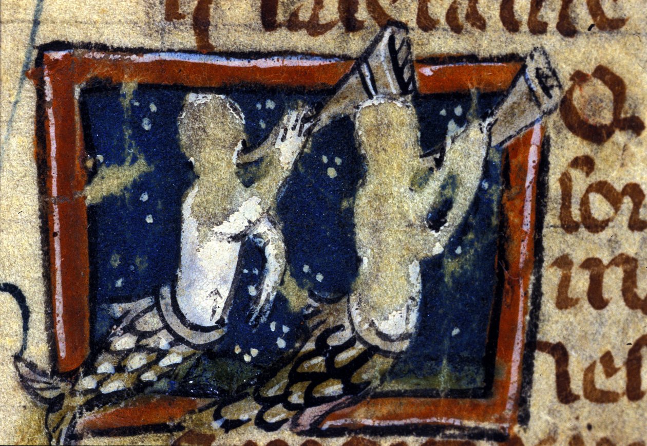 Mermaids Represented in a 14th Century French Bestiary. Milan, Biblioteca Trivulziana by French School