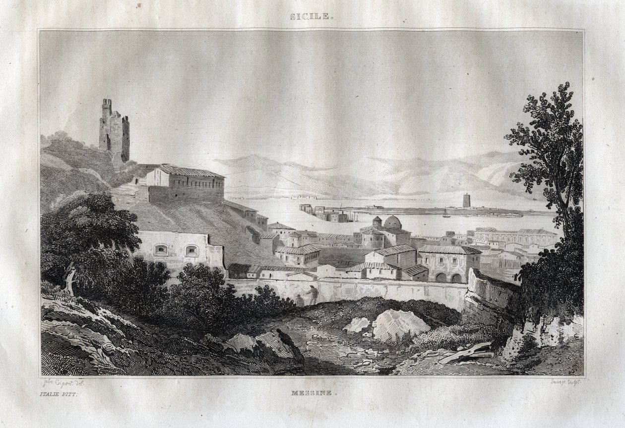 Messina - Sicily. Engraving from 