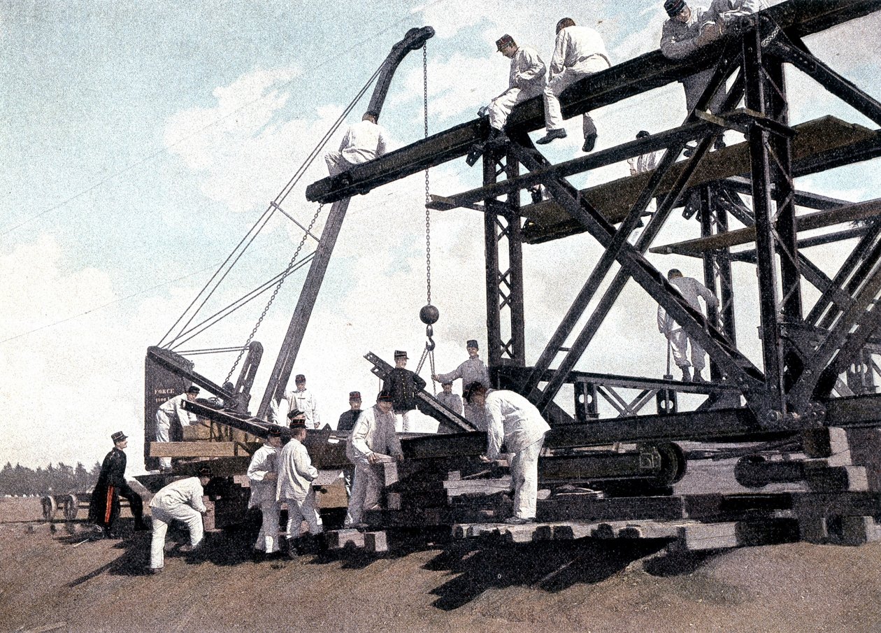Mounting a railway bridge - in “Military Album - Genie” by French School