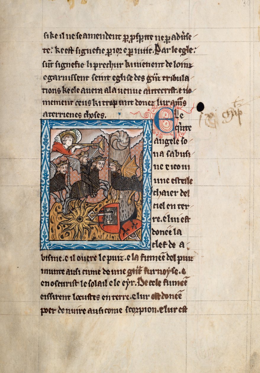 Commentary on the Apocalypse of St John, late 13th century (Ms65 f30r) by French School