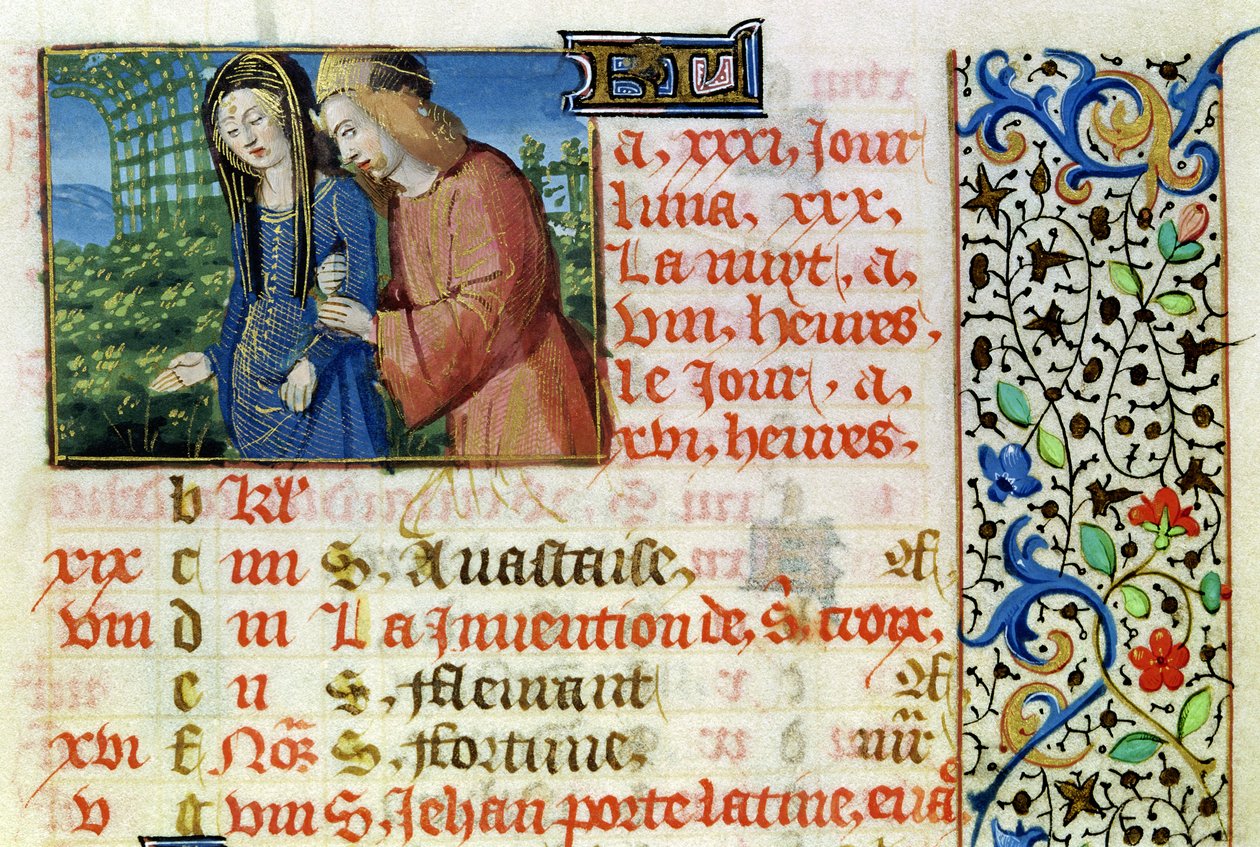 May: Courting Couple, from a Book of Hours by French School