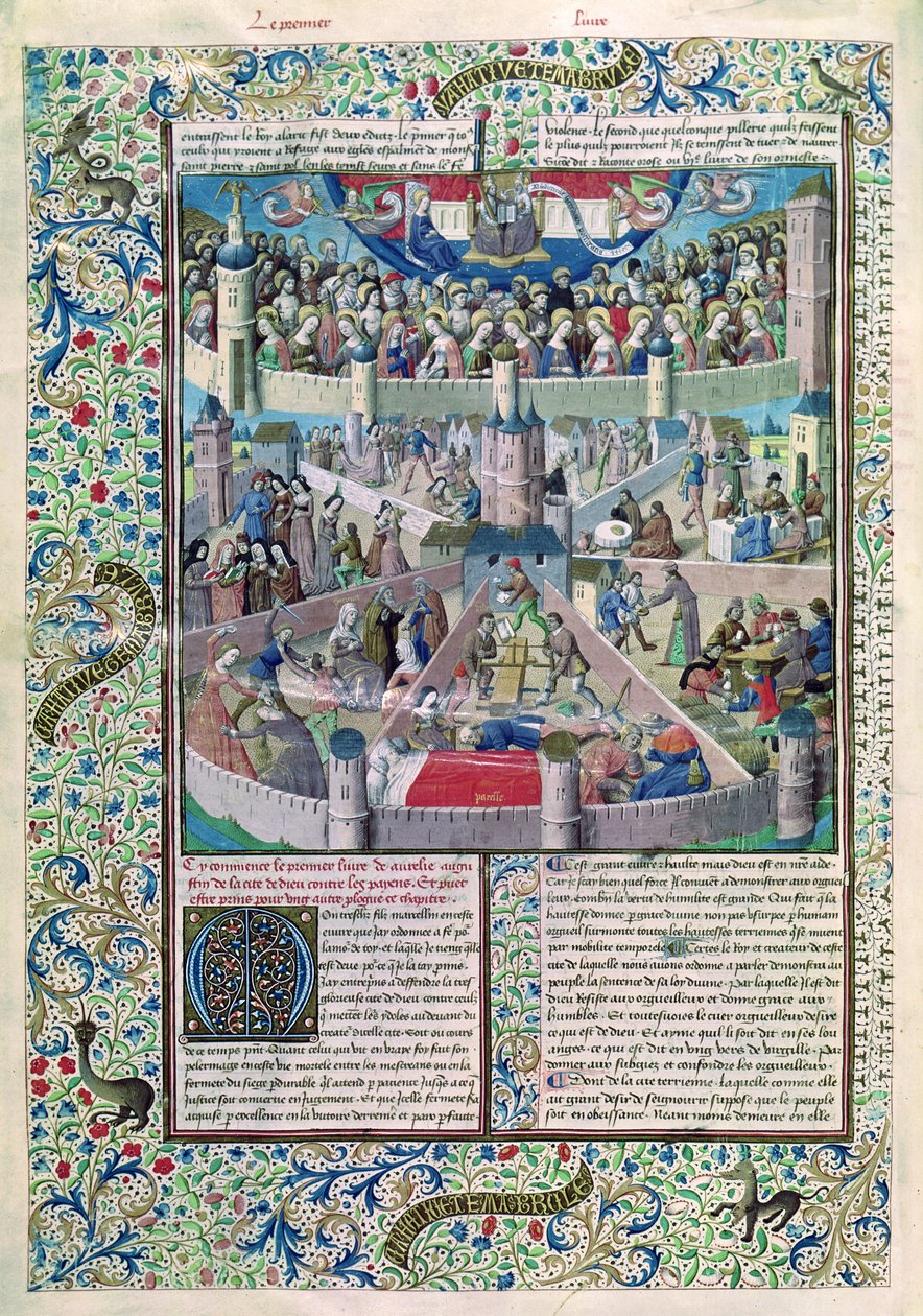 Vices and Virtues on Earth, from De Civitate Dei by St. Augustine of Hippo by French School