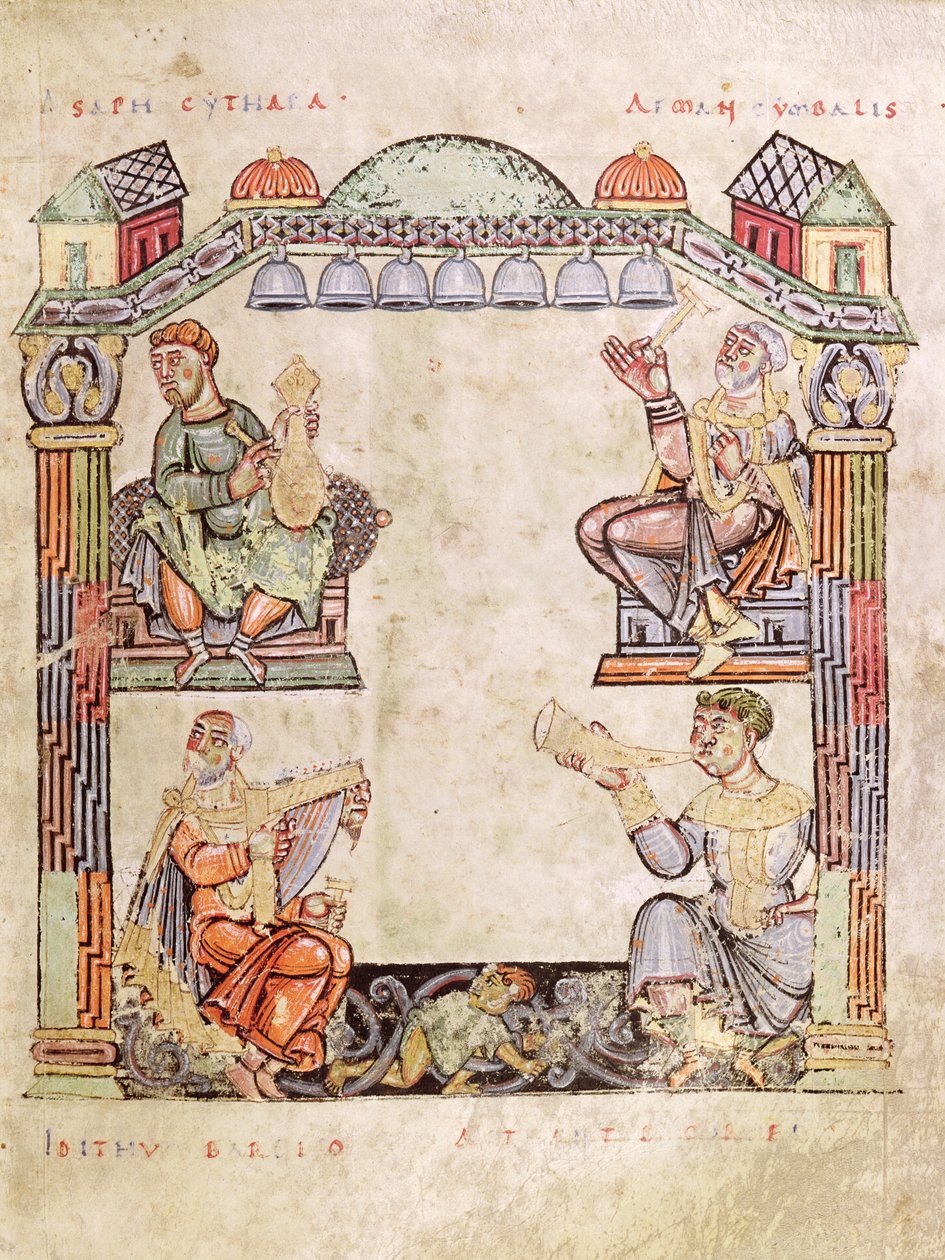 Ms 2 fol.11 (6) Four Musicians, from a Book of Hours by French School