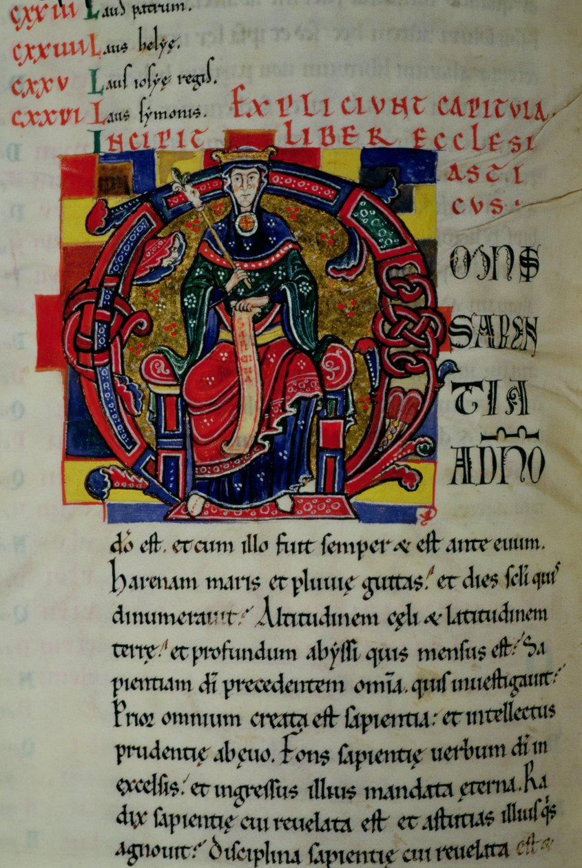 Historiated Initial O Depicting a Figure of Wisdom, from the St. Benigne Bible by French School