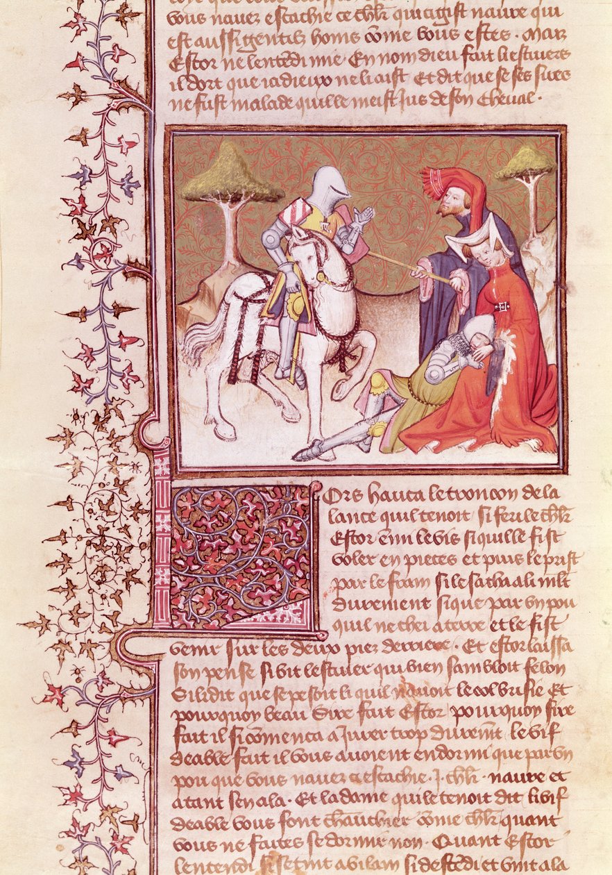 And so he pulled the lance from the dying knight, from the Livre de Messire Lancelot du Lac by French School