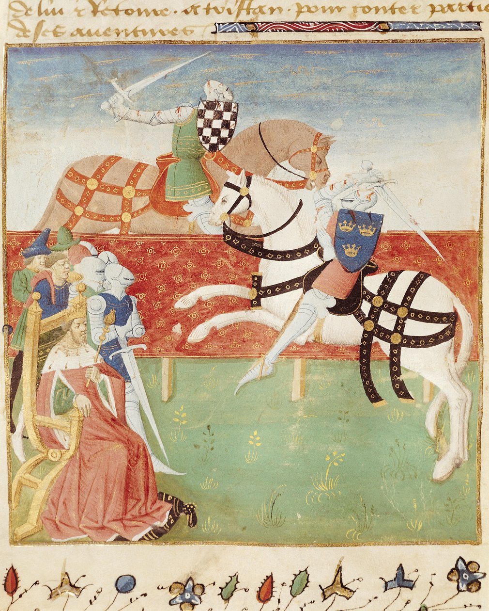 Confrontation of Two Knights before the King, from Roman du Saint Graal by French School
