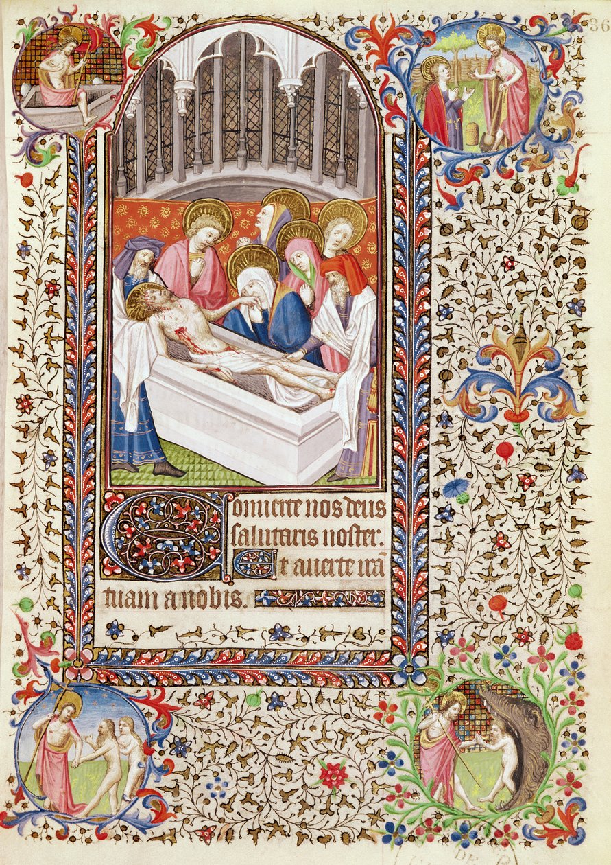 Entombment of Christ, from a Book of Hours used by a woman from Poitiers by French School