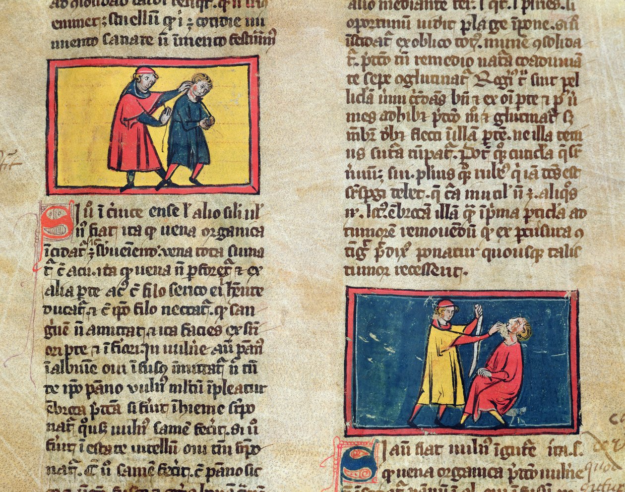 Doctors and patients, from an edition of Book of Surgery by Rogier de Salerne by French School