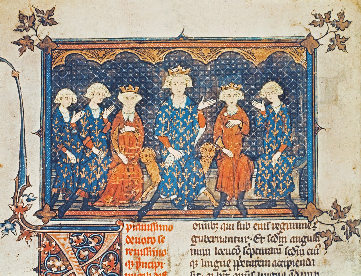 Philip IV (1268-1314) of France with his four children and brother Charles of Valois by French School
