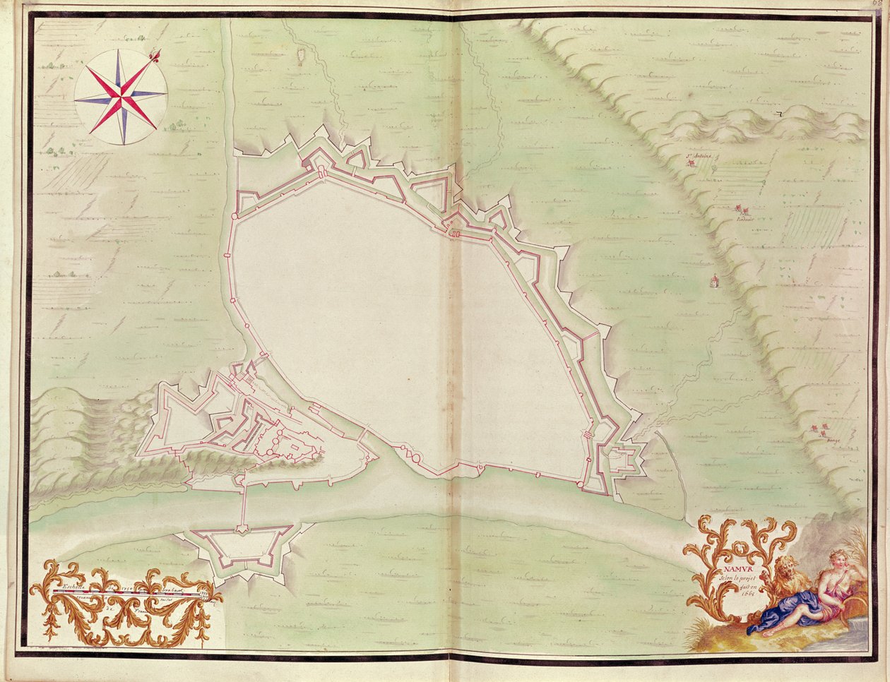 Namur, from Atlas de Louis XIV. Plans des places etrangeres, 1665 by French School
